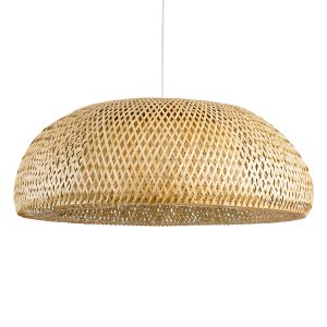 SAN TROPEZ 00674 Boho Κρεμαστό Φωτιστικό Ανάρτηση Μονόφωτο 1 x E27 IP20 Μπεζ Ξύλο – Μ80 x Π80 x Y28cm
