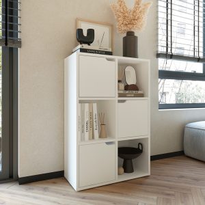 Βιβλιοθήκη Bookel  μελαμίνης σε λευκή απόχρωση 59.5×27.5×89εκ