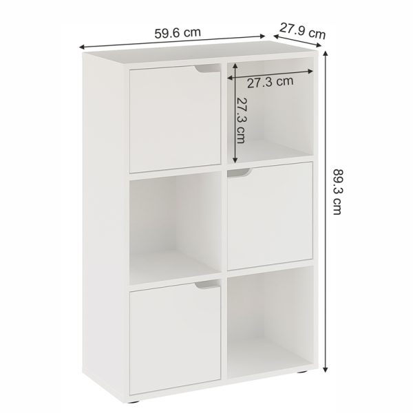 Βιβλιοθήκη Bookel  μελαμίνης σε λευκή απόχρωση 59.5x27.5x89εκ - Image 5