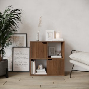 Βιβλιοθήκη Bookel  σε καρυδί απόχρωση 59.6×27.5×60.4εκ