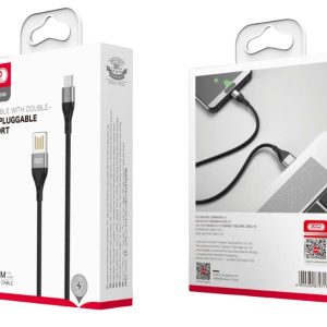 XO NB188 2.4A Διπλής Φοράς Φόρτιση USB Micro 1m Γκρί