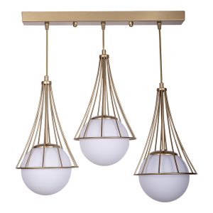 Φωτιστικό οροφής τρίφωτο Udren  λευκό-χρυσό 50x20x78εκ
