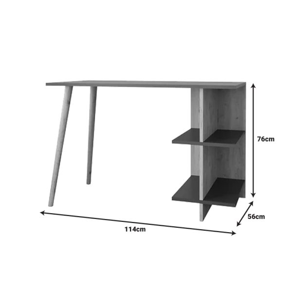 Γραφείο εργασίας Volet  σε oak- ανθρακί απόχρωση 114x56x76εκ - Image 3