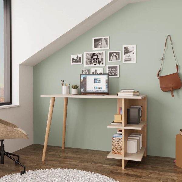 Γραφείο εργασίας Volet  σε oak- sandstone απόχρωση 114x56x76εκ - Image 2