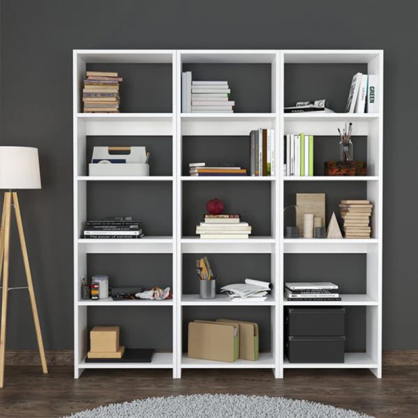 Βιβλιοθήκη Rabuku  σε λευκή απόχρωση 146x22x160εκ - Image 2