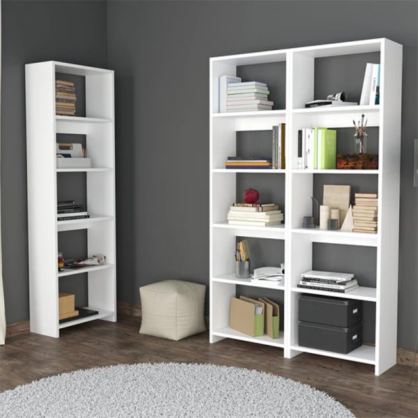 Βιβλιοθήκη Rabuku  σε λευκή απόχρωση 146x22x160εκ - Image 3