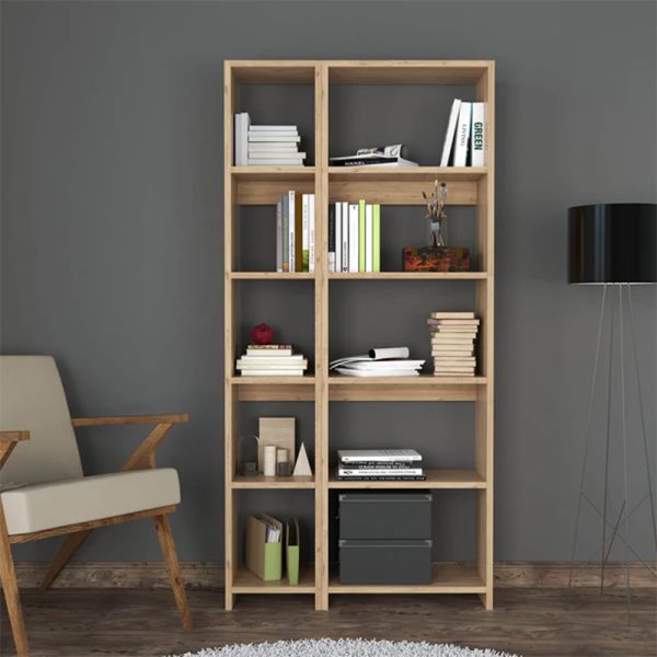Βιβλιοθήκη Alkathi  σε oak απόχρωση 77x22x160εκ - Image 2