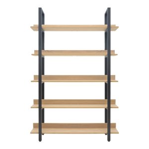 Βιβλιοθήκη Almond  σε oak-μαύρη απόχρωση 120x29x185εκ