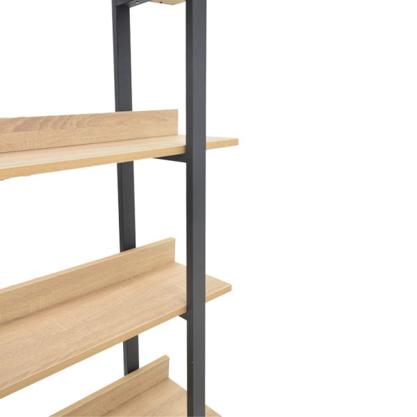 Βιβλιοθήκη Almond  σε oak-μαύρη απόχρωση 120x29x185εκ - Image 3