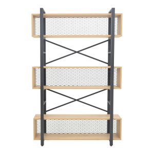 Βιβλιοθήκη Fifer  σε oak-μαύρη απόχρωση 120x28x185εκ