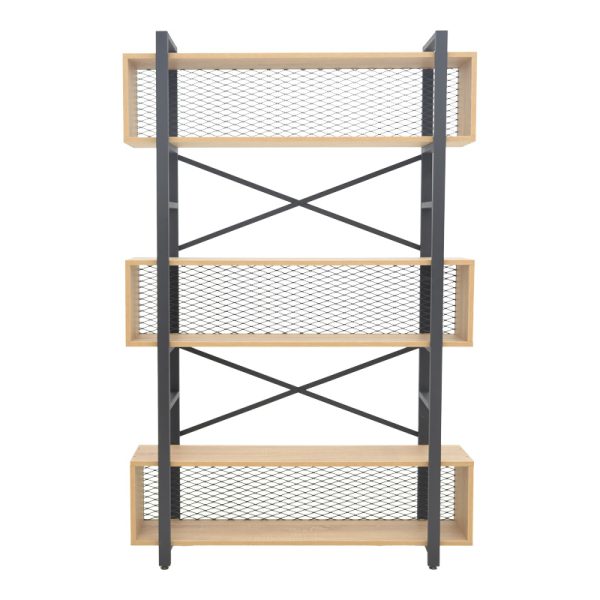 Βιβλιοθήκη Fifer  σε oak-μαύρη απόχρωση 120x28x185εκ - Image 2