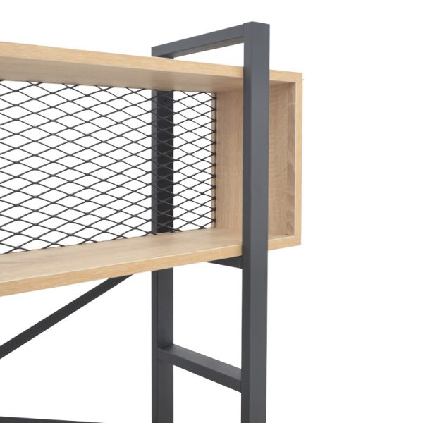 Βιβλιοθήκη Fifer  σε oak-μαύρη απόχρωση 120x28x185εκ - Image 4