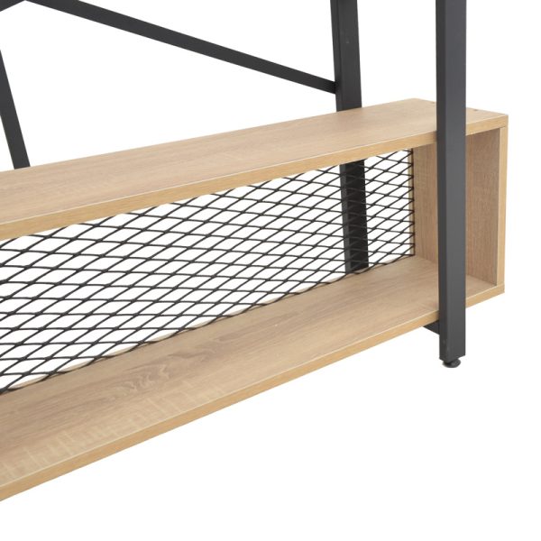 Βιβλιοθήκη Fifer  σε oak-μαύρη απόχρωση 120x28x185εκ - Image 5