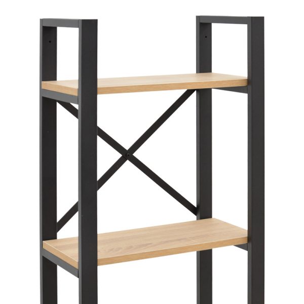 Βιβλιοθήκη Crimson  σε oak-μαύρη απόχρωση 50x22x150εκ - Image 4