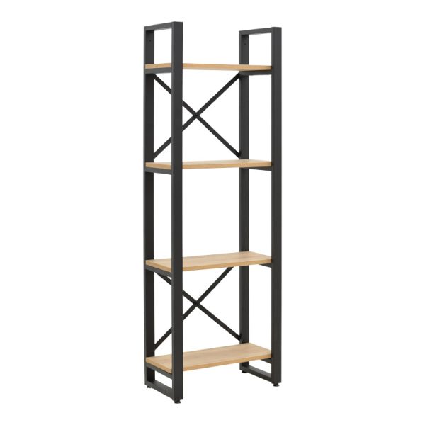 Βιβλιοθήκη Crimson  σε oak-μαύρη απόχρωση 50x22x150εκ
