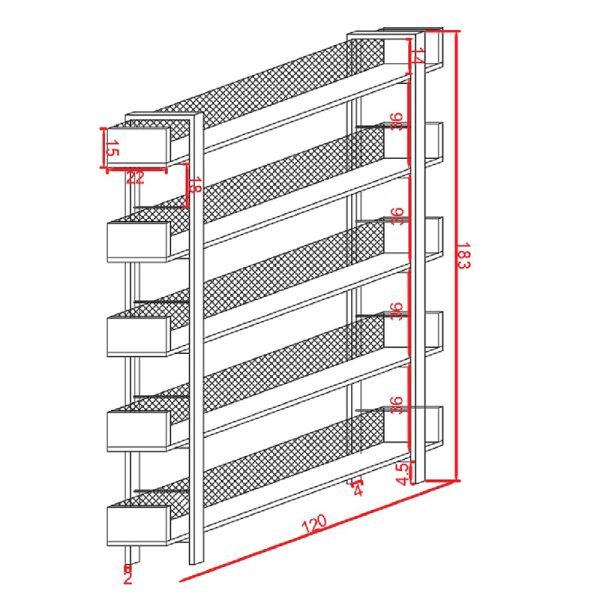 Βιβλιοθήκη Musha  μέταλλο μαύρο με oak απόχρωση 120x22x185εκ - Image 3
