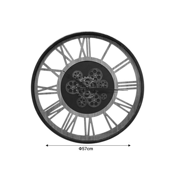 Ρολόι τοίχου Paul  μαύρο-φυσικό μέταλλο-mdf Φ57x6εκ - Image 3