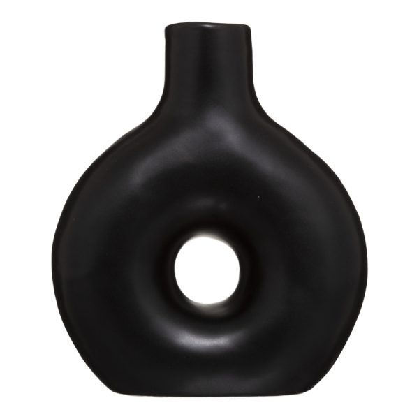 Βάζο Wanif  κεραμικό σε μαύρη απόχρωση 17x7x19.5εκ - Image 2