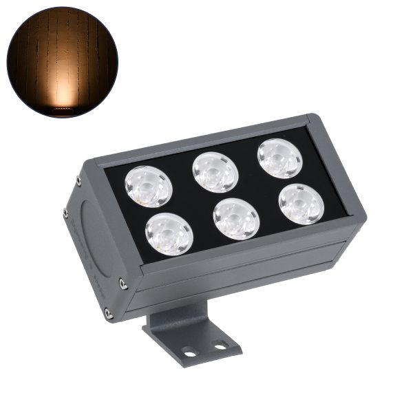FLOOD-DANY 90374 Προβολέας Σποτ Wall Washer LED 24W 2040lm 5° DC 24V Αδιάβροχο IP65 Πορτοκαλί 2200K Dimmable - Γκρι Ανθρακί - Μ16 x Π9.5 x Υ7.5cm - 3 Χρόνια Εγγύηση
