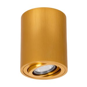 AKIRA 60620 Επιφανειακό Κινούμενο Στρόγγυλο Φωτιστικό Σποτ Αλουμινίου με Ντουί GU10 AC 220-240V IP44 Φ8 x Υ10cm – Χρυσό Βούρτσας