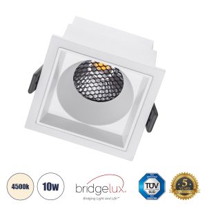 PLUTO-M 60272 Χωνευτό LED Spot Downlight TrimLess Μ8.4xΠ8.4cm 10W 1300lm 38° AC 220-240V IP20 Μ8.4 x Π8.4 x Υ5.9cm – Τετράγωνο – Λευκό & Anti-Glare HoneyComb – Φυσικό Λευκό 4500K – Bridgelux COB – 5 Years Warranty