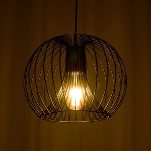 GLOWIA 201-0032 Μοντέρνο Κρεμαστό Φωτιστικό Πλέγμα Μονόφωτο 1 x E27 IP20 Μαύρο Μέταλλο – Μ32 x Π32 x Υ24cm