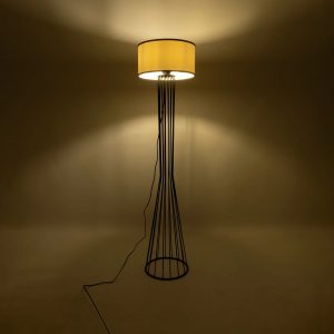 NOVA 201-0036 Μοντέρνο Επιδαπέδιο Φωτιστικό 1 x E27 IP20 Μαύρο Μεταλλό με Λευκό Ύφασμα – Μ36 x Π36 x Υ148cm
