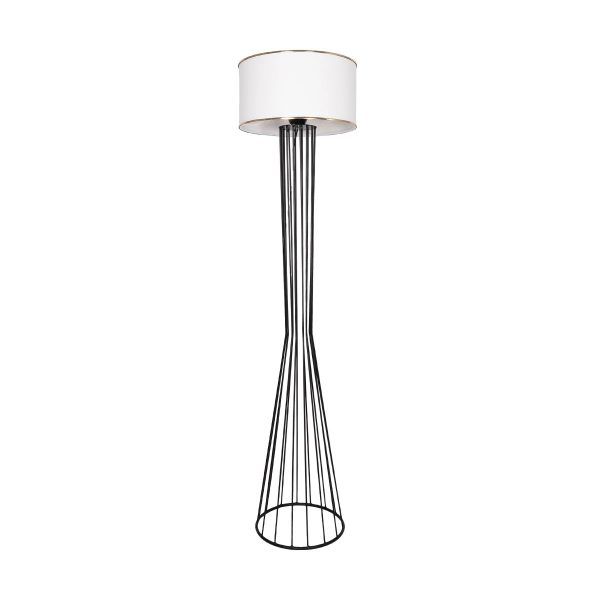 NOVA 201-0036 Μοντέρνο Επιδαπέδιο Φωτιστικό 1 x E27 IP20 Μαύρο Μεταλλό με Λευκό Ύφασμα - Μ36 x Π36 x Υ148cm - Image 4
