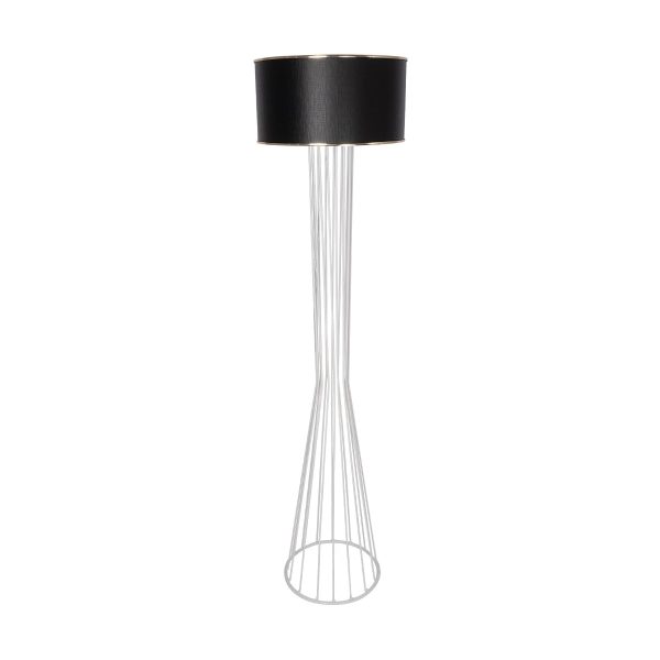 NOVA 201-0038 Μοντέρνο Επιδαπέδιο Φωτιστικό 1 x E27 IP20 Λευκό Μεταλλό με Μαύρο Ύφασμα - Μ36 x Π36 x Υ148cm - Image 3