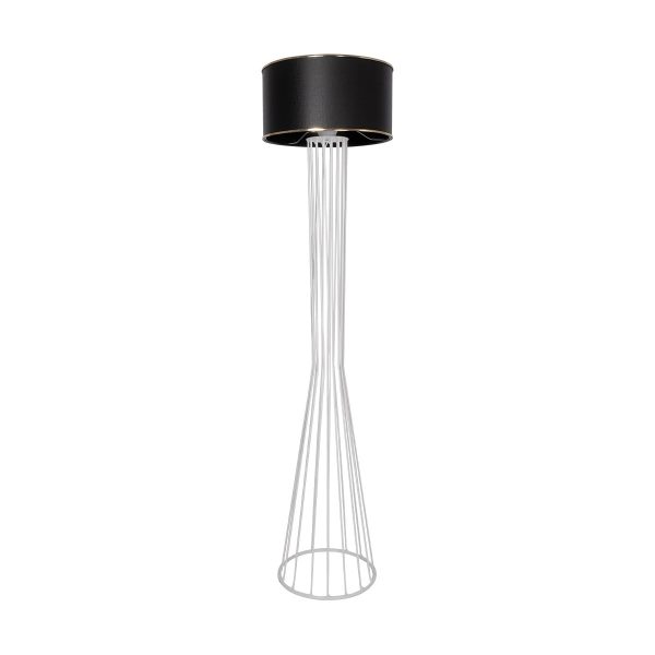 NOVA 201-0038 Μοντέρνο Επιδαπέδιο Φωτιστικό 1 x E27 IP20 Λευκό Μεταλλό με Μαύρο Ύφασμα - Μ36 x Π36 x Υ148cm - Image 4