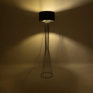 NOVA 201-0039 Μοντέρνο Επιδαπέδιο Φωτιστικό 1 x E27 IP20 Ασημί Μεταλλό με Μαύρο Ύφασμα – Μ36 x Π36 x Υ148cm