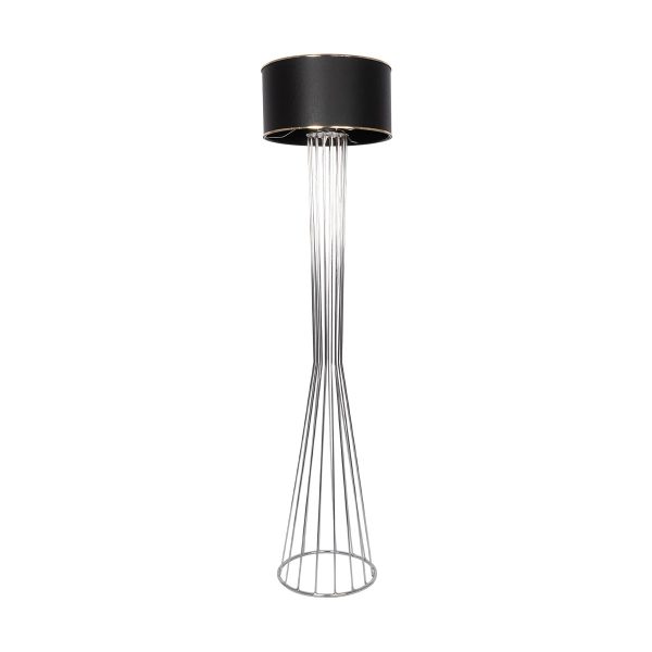 NOVA 201-0039 Μοντέρνο Επιδαπέδιο Φωτιστικό 1 x E27 IP20 Ασημί Μεταλλό με Μαύρο Ύφασμα - Μ36 x Π36 x Υ148cm - Image 4
