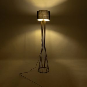 NOVA 201-0042 Μοντέρνο Επιδαπέδιο Φωτιστικό 1 x E27 IP20 Χρυσό Μεταλλό με Μαύρο Ύφασμα – Μ32 x Π32 x Υ152cm
