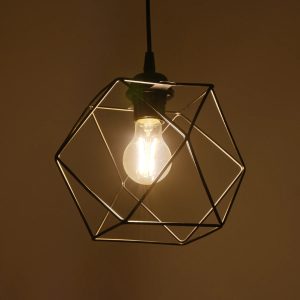 SOLIS 201-0045 Vintage Κρεμαστό Φωτιστικό Πλέγμα Μονόφωτο 1 x E27 IP20 Μαύρο Μέταλλο – Μ25 x Π25 x Υ24cm