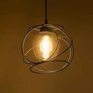 GLINDER 201-0068 Vintage Κρεμαστό Φωτιστικό Οροφής Πλέγμα Μονόφωτο 1 x E27 IP20 Μαύρο Μέταλλο – Μ25 x Π18 x Υ24cm