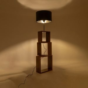 LUMO 201-0072 Μοντέρνο Επιδαπέδιο Φωτιστικό Μονόφωτο 1 x E27 IP20 Καφέ Ξύλο με Μαύρο Ύφασμα – Μ37 x Π36 x Υ136cm