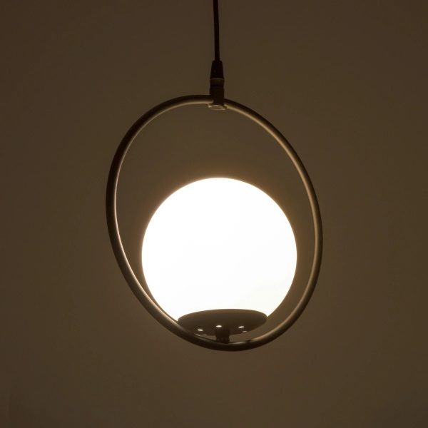 CIRCLE 201-0075 Vintage Κρεμαστό Φωτιστικό  Μονόφωτο Μπάλα  1 x E27 IP20 Μαύρο Μέταλλο με Λευκό Γυαλί - Μ26 x Π26 x Υ29cm - Image 2