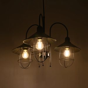 BLAZEO 201-0079 Vintage Κρεμαστό Φωτιστικό Καμπάνα Τρίφωτο 3 x E27 IP20 Μαύρο Μέταλλο – Μ42 x Π42 x Υ66cm