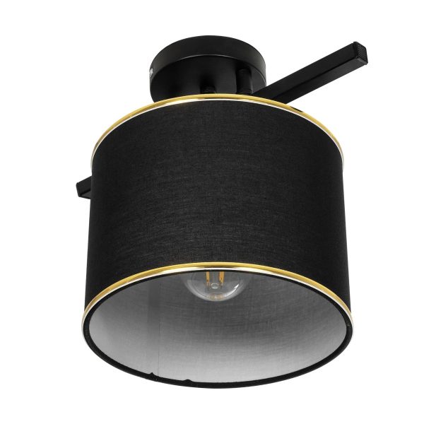 GLOWEN 201-0087 Vintage Φωτιστικό Οροφής Ράγα Μονόφωτο 1 x E27 IP20 Μαύρο Μέταλλο με Καφέ Υφάσμα - Μ30 x Π20 x Υ20cm - Image 4