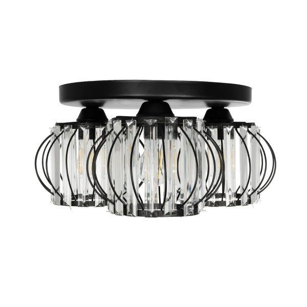 ILLUME 201-0100 Vintage Φωτιστικό Οροφής Κρύσταλλα Τρίφωτο 3 x E27 IP20 Μαύρο & Χρυσό Μέταλλο με Διάφανο Κρύσταλλο - Μ50 x Π50 x Υ19cm - Image 3