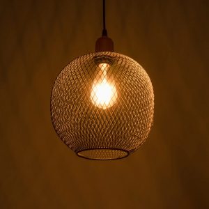 WIRE 203-0004 Μοντέρνο Κρεμαστό Φωτιστικό Πλέγμα Μονόφωτο 1 x E27 IP20 Μαύρο Μέταλλο – Μ25 x Π25 x Υ30cm