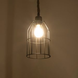 TALAH 203-0009 Vintage Κρεμαστό Φωτιστικό Σχοινί Μονόφωτο 1 x E27 IP20 Μαύρο Μέταλλο με Μπεζ Σχοινί – Μ15.5 x Π15.5 x Υ30cm