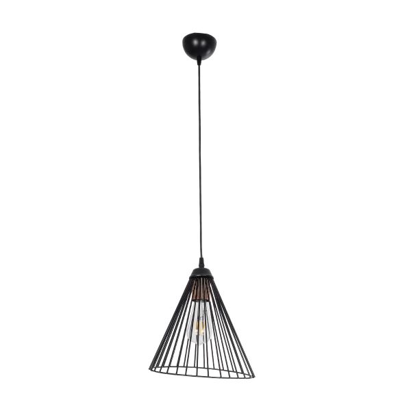 ARCWIRE 203-0015 Μοντέρνο Κρεμαστό Φωτιστικό Πλέγμα Μονόφωτο 1 x E27 IP20 Μαύρο Μέταλλο - Μ25 x Π25 x Υ30cm - Image 3