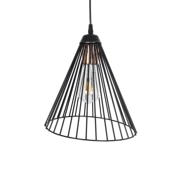 ARCWIRE 203-0015 Μοντέρνο Κρεμαστό Φωτιστικό Πλέγμα Μονόφωτο 1 x E27 IP20 Μαύρο Μέταλλο - Μ25 x Π25 x Υ30cm - Image 4