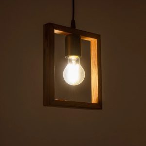 EDISON 203-0020 Vintage Κρεμαστό Φωτιστικό Ανάρτηση Μονόφωτο 1 x E27 IP20 Μπεζ Ξύλο – Μ19 x Π5 x Υ22cm