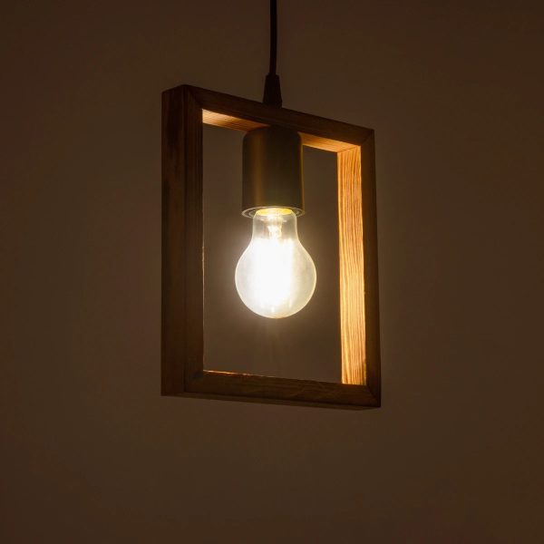 EDISON 203-0020 Vintage Κρεμαστό Φωτιστικό Ανάρτηση Μονόφωτο 1 x E27 IP20 Μπεζ Ξύλο - Μ19 x Π5 x Υ22cm - Image 2
