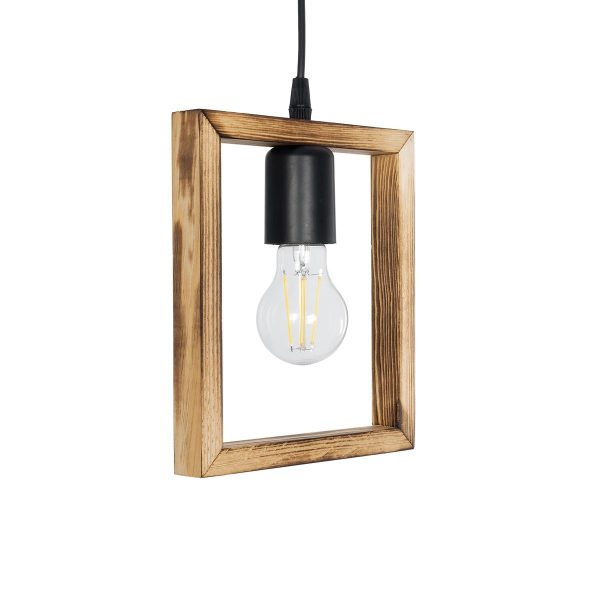 EDISON 203-0020 Vintage Κρεμαστό Φωτιστικό Ανάρτηση Μονόφωτο 1 x E27 IP20 Μπεζ Ξύλο - Μ19 x Π5 x Υ22cm - Image 4