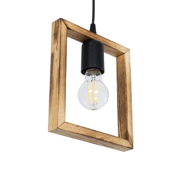 EDISON 203-0020 Vintage Κρεμαστό Φωτιστικό Ανάρτηση Μονόφωτο 1 x E27 IP20 Μπεζ Ξύλο - Μ19 x Π5 x Υ22cm - Image 5