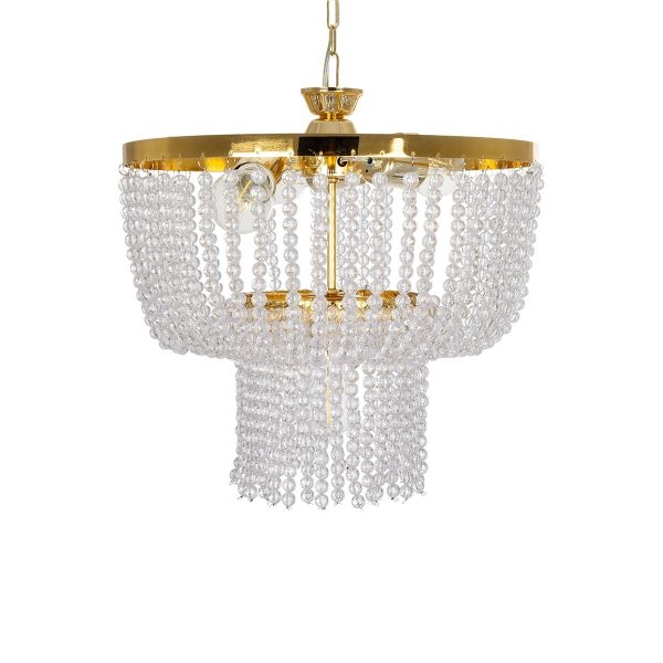 CRYSTAL 203-0028 Κλασικό Κρεμαστό Φωτιστικό Κρύσταλλα Τρίφωτο 3 x E27 IP20 Χρυσό Μέταλλο με Διάφανο Κρύσταλλο - Μ41 x Π41 x Υ40cm - Image 4