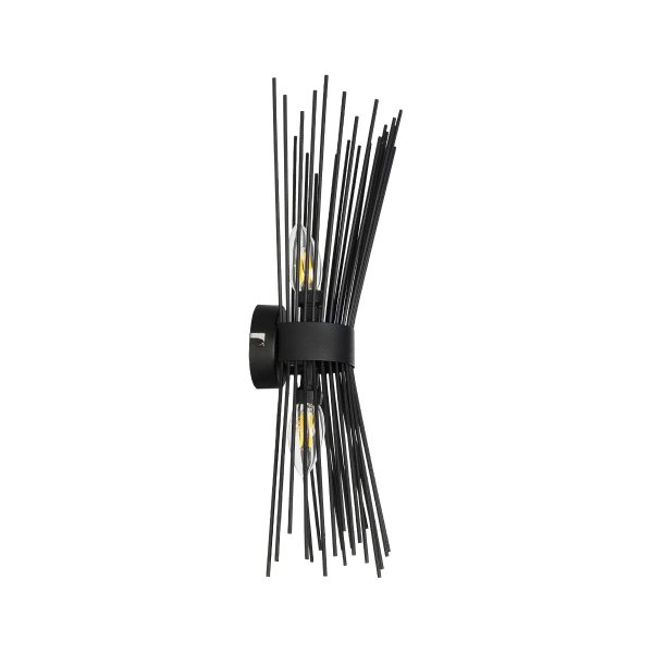 HORN 203-0043 Vintage Επιτοίχιο Φωτιστικό Απλίκα Δίφωτο 2 x E14 IP20 Μαύρο Μέταλλο - Μ14 x Π17 x Υ44.5cm - Image 4